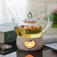 煮茶壶花茶壶水果茶具套装 陶瓷玻璃下午花茶杯北欧茶具蜡烛加热
