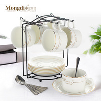 Mongdio陶瓷杯咖啡杯套装家用欧式小奢华咖啡杯小精致6件套杯碟勺