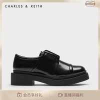 CHARLES&KEITH秋季女鞋CK1-70380896女士复古方头厚底系带单鞋