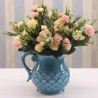 日本购欧式花瓶 创意陶瓷单耳花瓶 美式地中海乡村茶几餐桌装饰工
