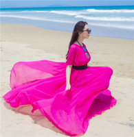沙滩裙女夏2019新款海边度假气质雪纺连衣裙子仙胖MM波西米亚长裙