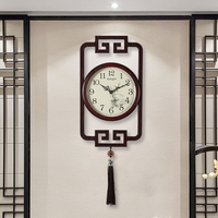 凯琴新中式挂钟中国风简约装饰钟表家用客厅静音创意艺术木质时钟
