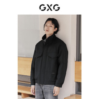 GXG男装 黑色简约立领夹克外套暗格纹潮流机能感 2022年秋季新品