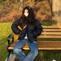 韩国羽绒服女短款立领黑色宽松加厚学生轻面包服冬季情侣潮牌外套