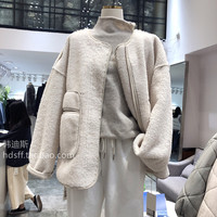 2018冬装 韩国ulzzang新款纯色宽松韩范正反两穿羊毛羔夹克外套女