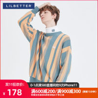 Lilbetter男士毛衣冬季潮流条纹针织衫宽松线衣时尚打底衫毛衣男