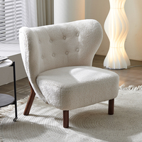 北欧单人沙发椅羊羔毛绒客厅休闲椅设计师白色简约现代卧室懒人椅