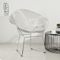 金属椅子北欧设计师不绣钢铁艺镂空网椅服装店拍照轻奢单人沙发椅