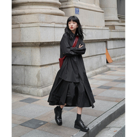 SUPERSCAPE素泊不规则黑色解构衬衫裙春秋设计感法式中长款连衣裙