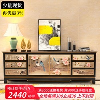新中式实木电视柜新款地柜高款柜子茶几组合客厅柜整体烤漆边柜