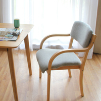 现代简约北欧日式实木曲木椅靠背扶手餐椅家用电脑椅办公书桌
