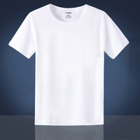 短袖T恤男士纯白色修身圆领上衣服潮流体恤桖纯色半袖纯棉打底衫