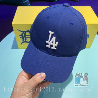 MLB棒球帽韩国儿童帽子宝宝男女童帽la字母蓝色鸭舌帽软顶遮阳帽
