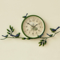田园钟表小鸟挂钟创意静音钟表客厅卧室时钟现代简约装饰挂表艺术