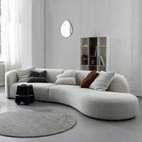 港式轻奢弧形羊羔绒沙发贵妃椅休闲后现代设计客厅异形半圆形沙发