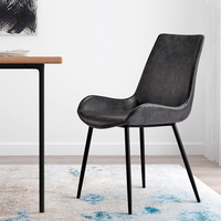 北欧餐椅现代简约家用美式复古铁艺工业风靠背餐厅皮设计师桌椅子