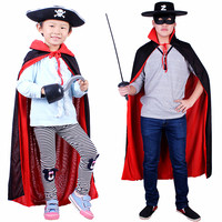 万圣节披风女男童儿童服装海盗刀佐罗装扮亲子成人红黑色披风斗篷