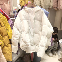 韩国ulzzang2018冬装新款韩范纯色宽松慵懒白鸭绒羽绒服女士外套