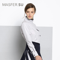 Masfer．SU玛丝菲尔素品牌女装春季上新款贴袋个性高领上衣衬衫