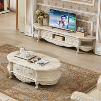 欧式客厅茶几电视柜小户型现代简欧大理石椭圆形实木白色茶桌地柜