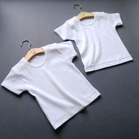 儿童新品纯棉T恤纯白色短袖夏季男童女童彩绘圆领半袖打底衫上衣