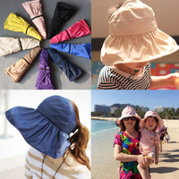 儿童帽子防晒紫外线帽宝宝遮阳帽夏天女童太阳帽沙滩空顶帽亲子帽