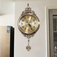 欧式挂钟客厅简约摆钟创意家用金属静音钟表电波美式大号装饰时钟