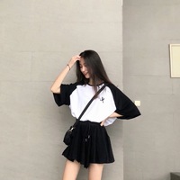 学院风套装女2018夏季新款韩版宽松T恤上衣+休闲阔腿短裙裤两件套