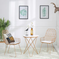 北欧铁丝椅镂空餐椅 创意ins金色铁艺网椅网红凳子洽谈桌椅温莎椅