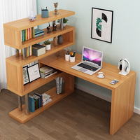 电脑台式桌家用办公转角书桌书架组合书柜一体卧室写字小桌子简约