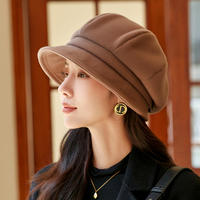 韩版渔夫帽子女秋冬季保暖优雅时尚百搭英伦贝雷帽气质显脸小盆帽
