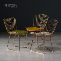 镂空铁艺椅子靠背创意单人梳妆椅金属化妆椅网红简约北欧金色餐椅