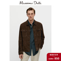 春夏折扣 Massimo Dutti男装  休闲版型口袋装饰绒面革真皮夹克外套 03310230716