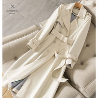 专柜正品女商场外贸剪标撤柜新款米白色风衣英伦风中长款大衣外套
