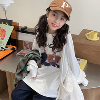 波拉韩国童装男童女童长袖T恤2022秋装儿童套头卫衣中大童打底衫