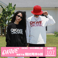 OKWE原创设计 国潮美式复古情侣装纯棉长袖t恤男春秋小众潮流衣服