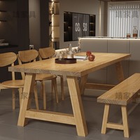 美式全实木餐桌热销榜客长条家用吃饭桌子简约商用咖啡厅桌椅组合