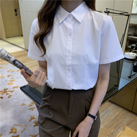 短袖白色衬衫女夏职场工作服2022年职业正装不透V领气质长袖衬衣