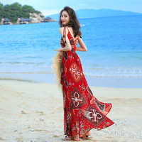 波西米亚长裙三亚海边度假拍照沙滩裙2022新款高端吊带连衣裙超仙