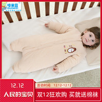 婴儿分腿睡袋秋冬加厚1-2-3岁宝宝拉链式连体睡衣儿童纯棉防踢被