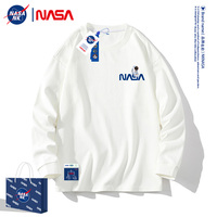 NASA联名男士长袖t恤春秋季潮卫衣男款秋衣白色内搭打底衫上衣服