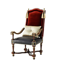 亚历山大实木雕花书椅将军椅高背扶手休闲椅英伦拉卡萨单人沙发椅