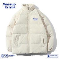 Wassup krish羽绒服2022年新款男女短款冬季外套加厚棉衣休闲立领