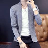 香港代购秋季新款男士针织衫青年纯色短款修身薄款长袖开衫外套潮