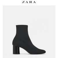 ZARA女鞋 黑色面料高跟短靴 16117301040