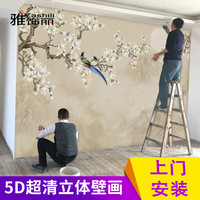 中式花鸟电视背景墙壁纸现代简约客厅卧室影视墙纸壁画欧式墙布