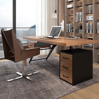 北欧电脑桌台式家用电脑办公桌子简约现代老板桌总裁桌实木书桌