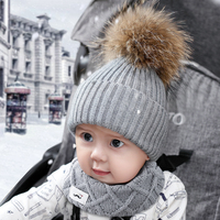 宝宝帽子秋冬季0-3个月男女儿童围脖款毛线帽1-4岁婴儿帽子潮6-12