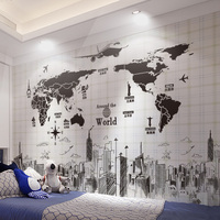 3D立体墙贴纸贴画卧室宿舍海报墙上装饰北欧风墙壁纸自粘世界地图