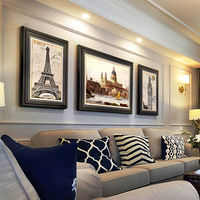 美式客厅装饰画沙发背景墙挂画复古名画油画欧式建筑壁画法式墙画